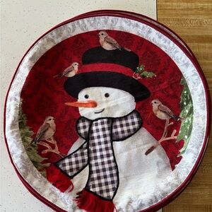6 Festive Snowman Holiday Cloth Placemats